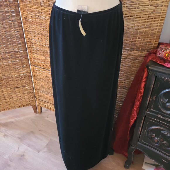 VTG NWT Von Maur Also Known As Black Velvet Maxi Y2K Straight Elastic Waist SZ L - Picture 3 of 4